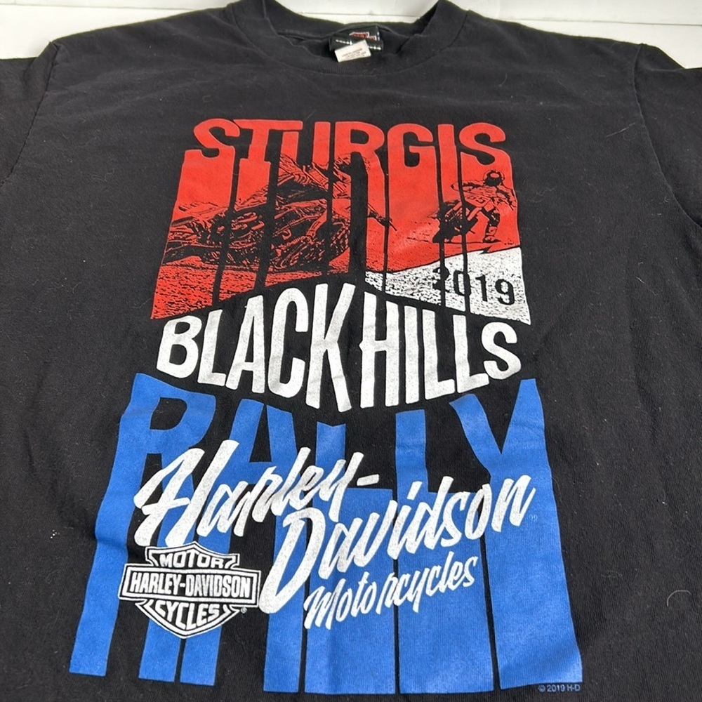 Harley Davidson Sturgis Black Hills 2019 red white blue black crewneck tshirt - Picture 12 of 16